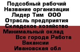 Подсобный рабочий › Название организации ­ Лидер Тим, ООО › Отрасль предприятия ­ Складское хозяйство › Минимальный оклад ­ 15 000 - Все города Работа » Вакансии   . Ивановская обл.